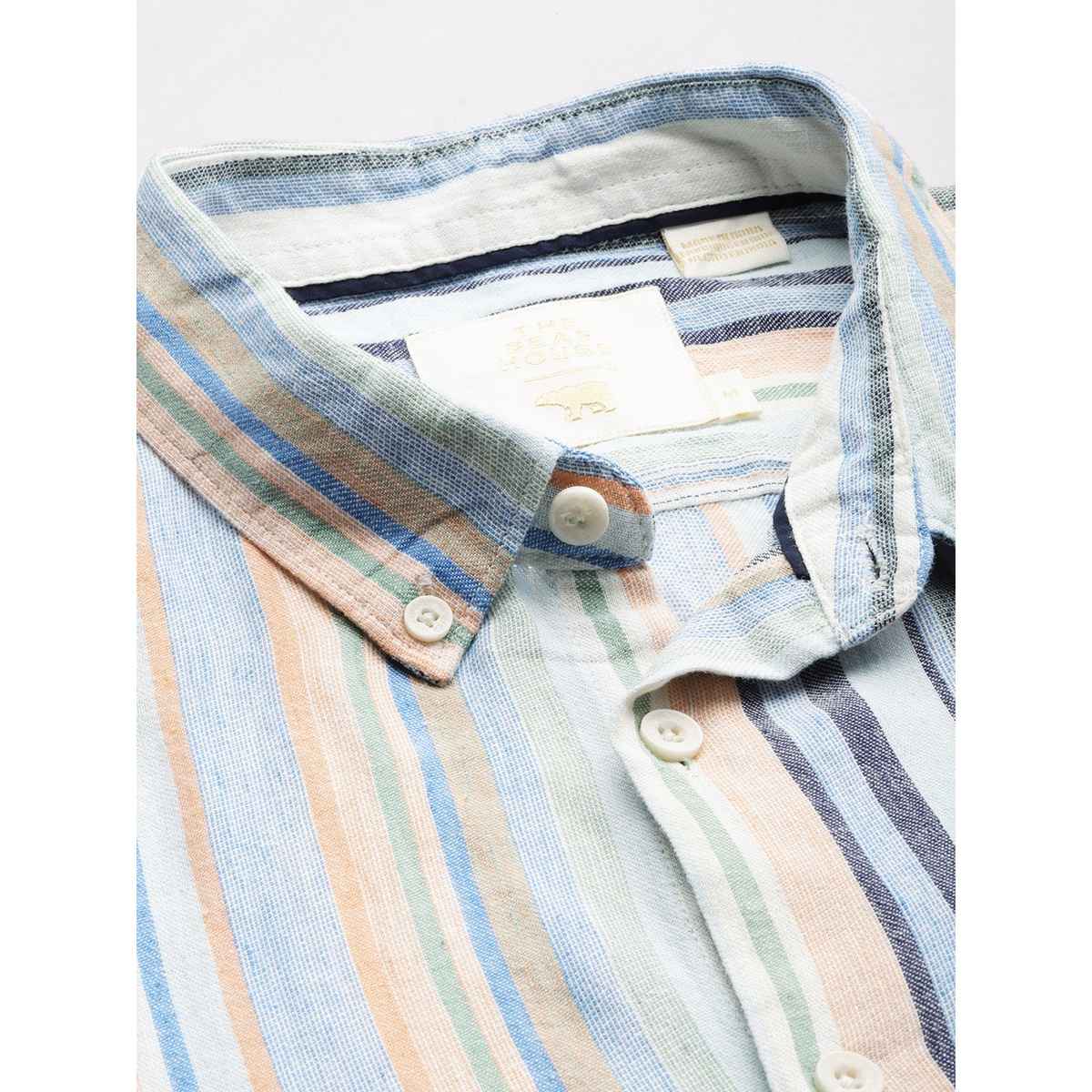 The Bear House Men Slim Fit Striped Cotton Casual Shirt - Ancram | Multicolor | M