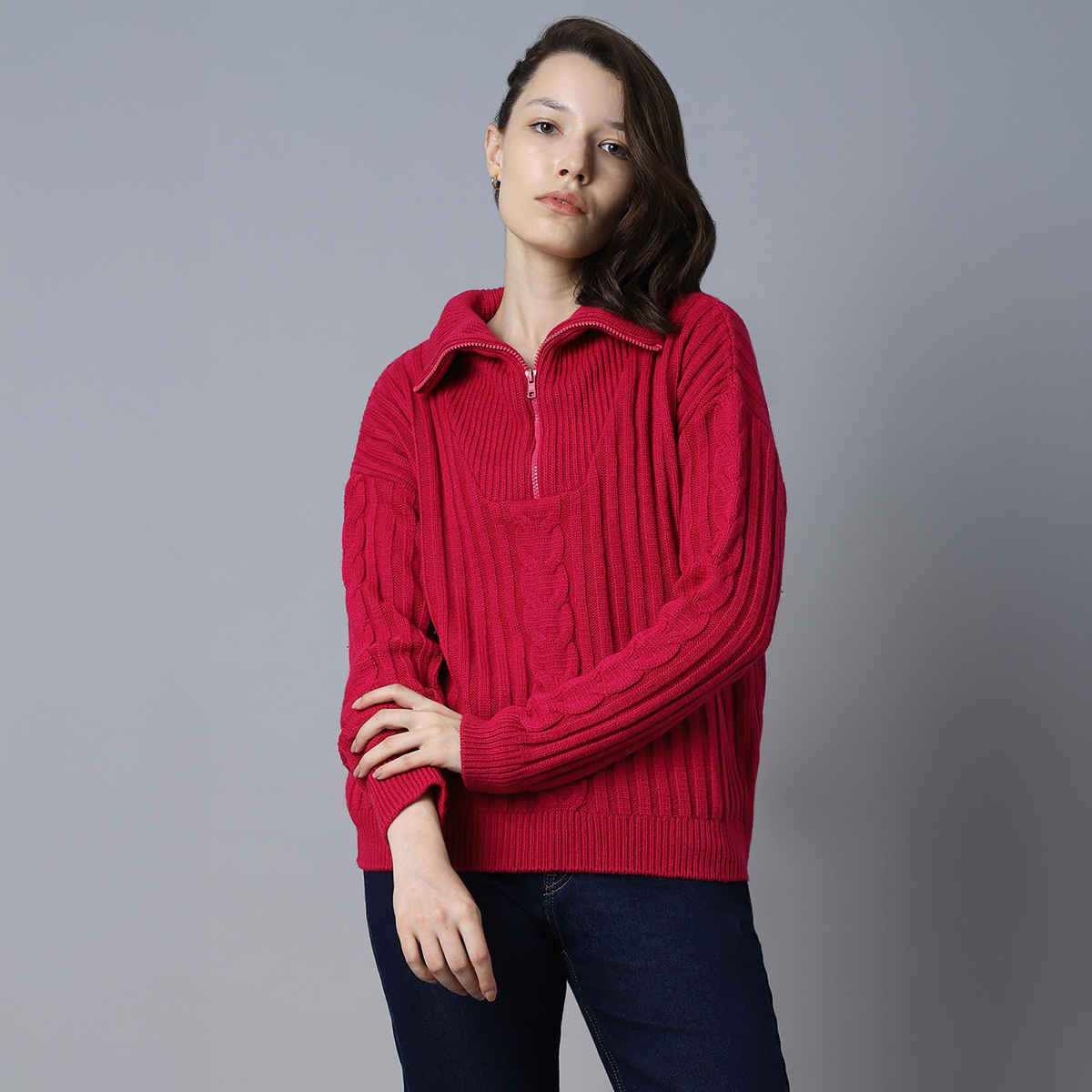 High Star Women's Sweater | Hot Pink - L