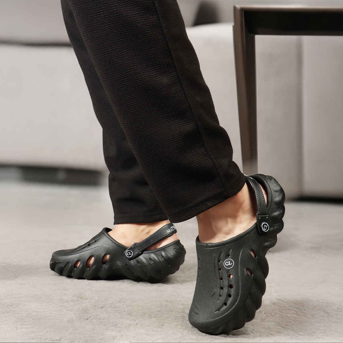 Carlton London Black Comfortable Men Clogs Shoes | UK 8