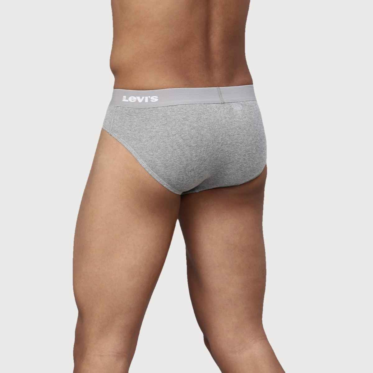 Levi's 009 Men's Neo Brief | Contoured Double Pouch | Pack of 2 | Lt. Grey Mel,Navy | S