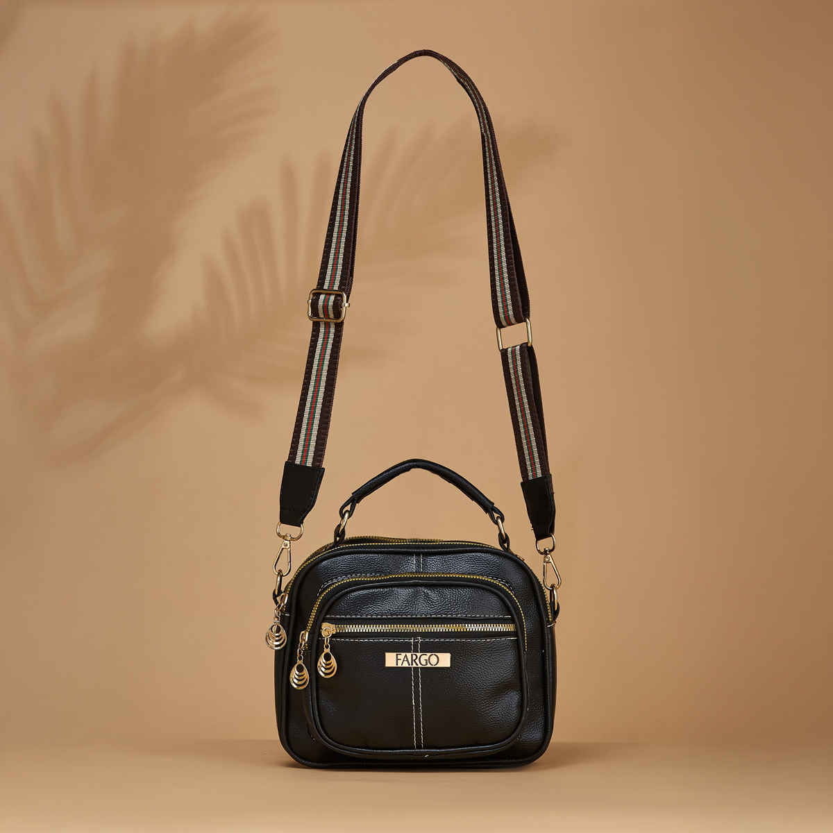Fargo Women's Top-handle Satchel Fashion Round Retro Sling Bag | Black
