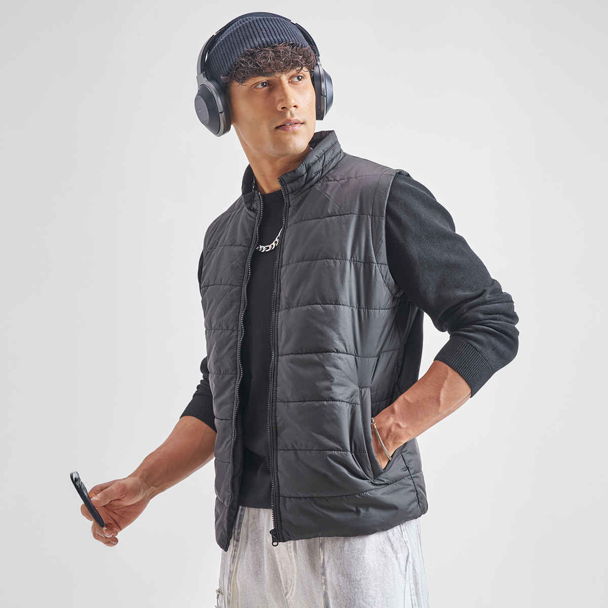 Highlander Men's High Neck Puffer Jacket | Black - XL