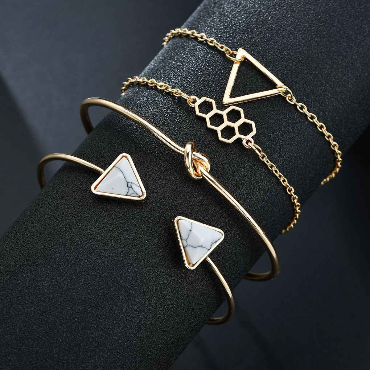 Jewels Galaxy Gold-Plated Set Of 4 Contemporary Korean Bracelets Combo (1 Pack 4 Bracelets)