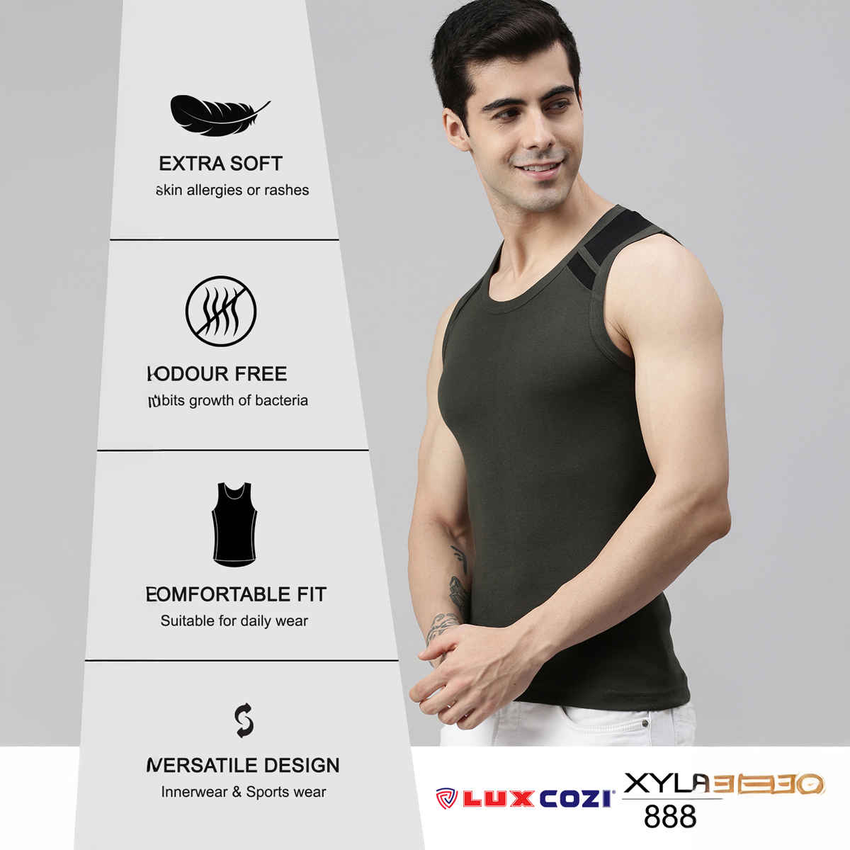 Lux Cozi Men's Colour Cotton Gym Vest | Assorted | 75