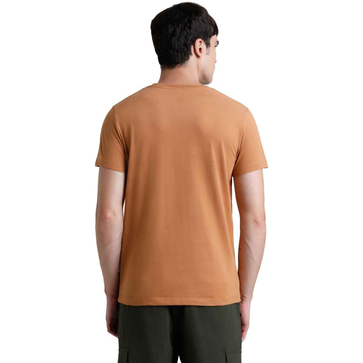 JACK & JONES Men's Graphic Print Crew Neck T-shirt | Brown - XXL