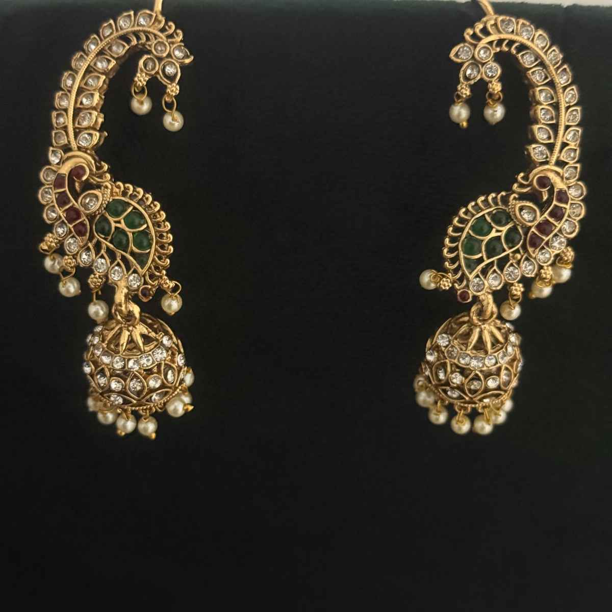 The Opal Factory Temple Jewelry Karnphool Kundan Peacock | Moti Work | Gold Multi