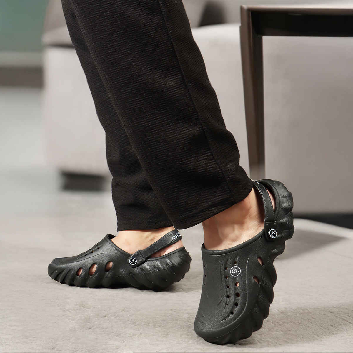 Carlton London Black Comfortable Men Clogs Shoes | UK 7