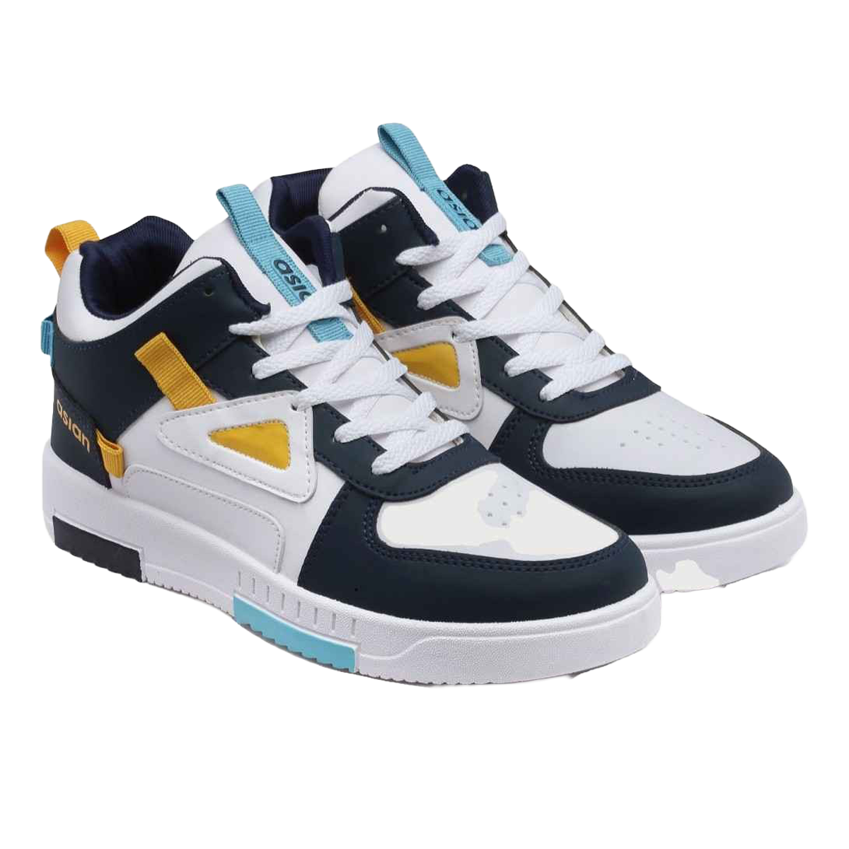 Asian Tarzan-11 Men High Top Sneakers White-Navy (Size-8)
