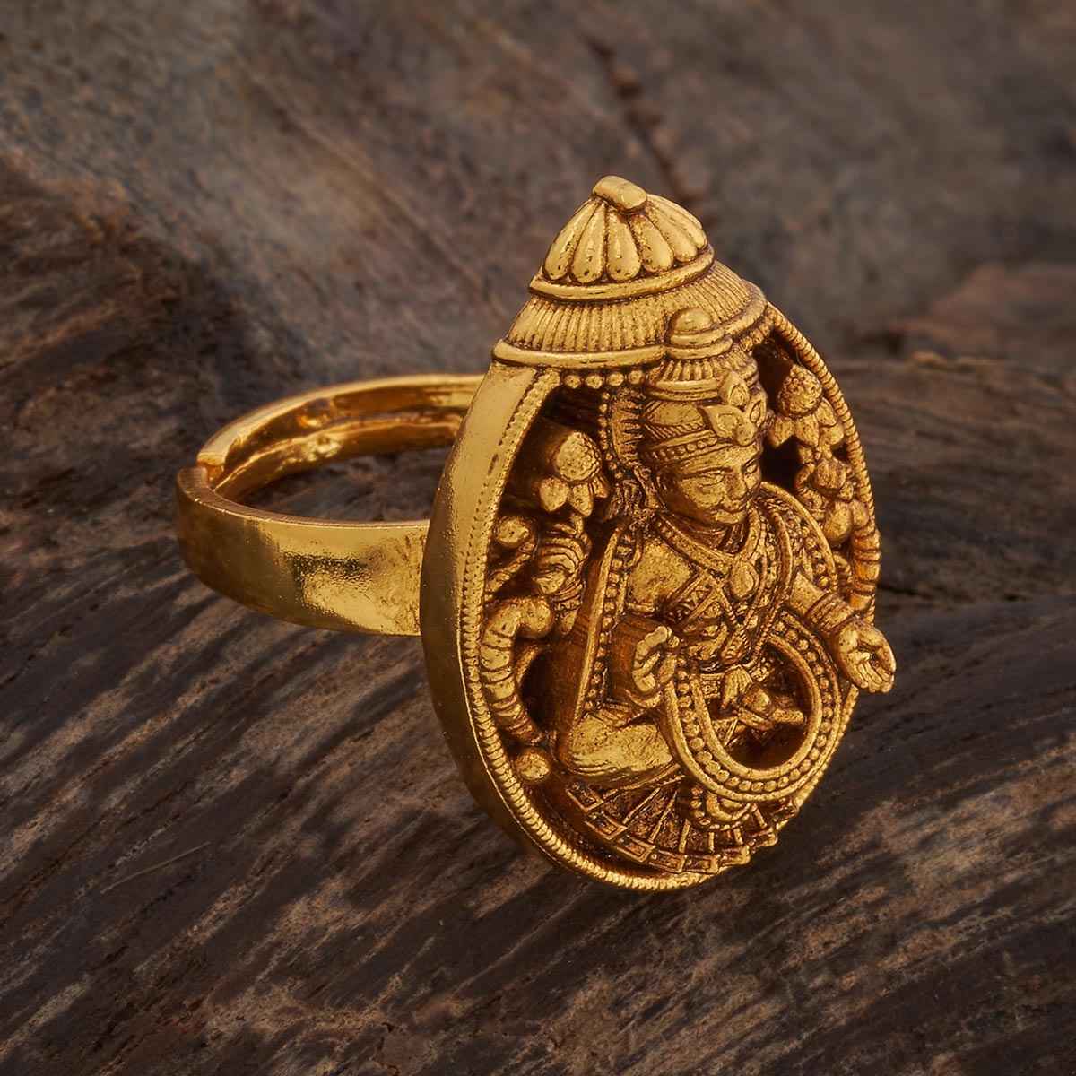Kushal s Fashion Jewellery Gold -Plated Synthetic Stones Antique Finger Ring | 435972