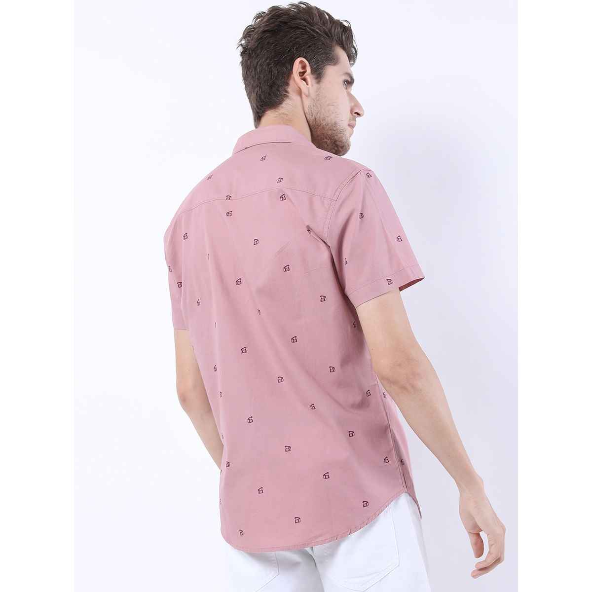 Ketch Men Pink Slim Fit Conversational Printed Casual Shirt | Pink | L