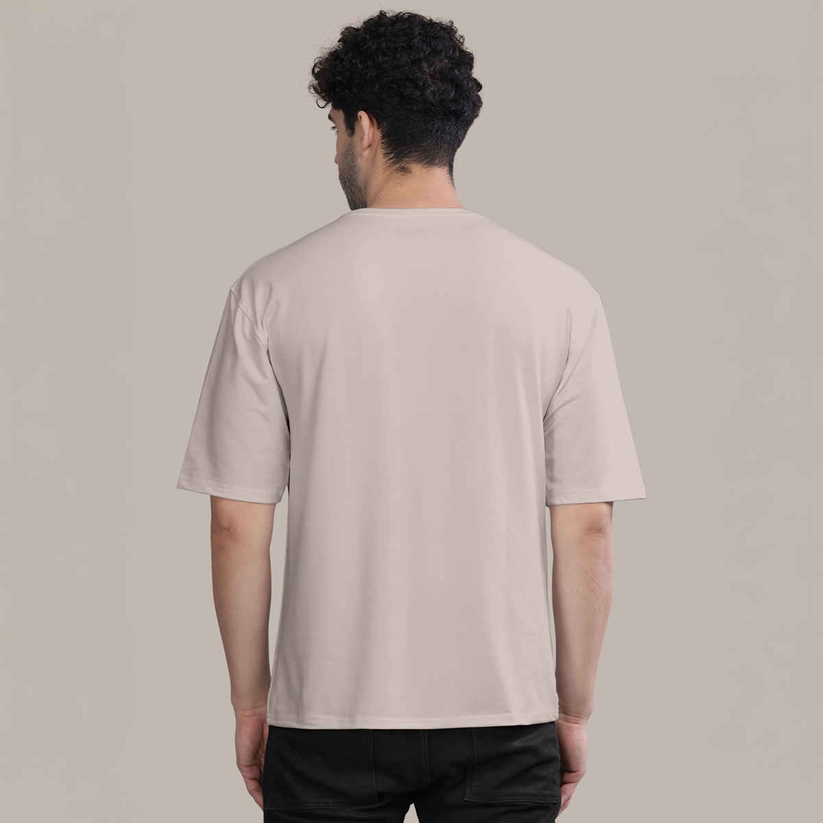 Bullmer Men's Oversized T-shirt Front Printed | Beige | M