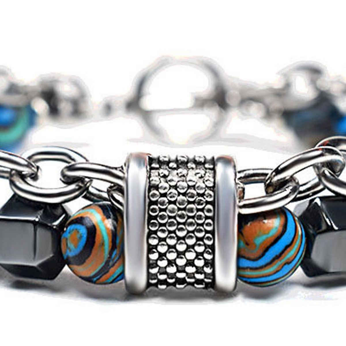 Fashion Frill Men's Chain & Beads Bracelet Multicolor Regular