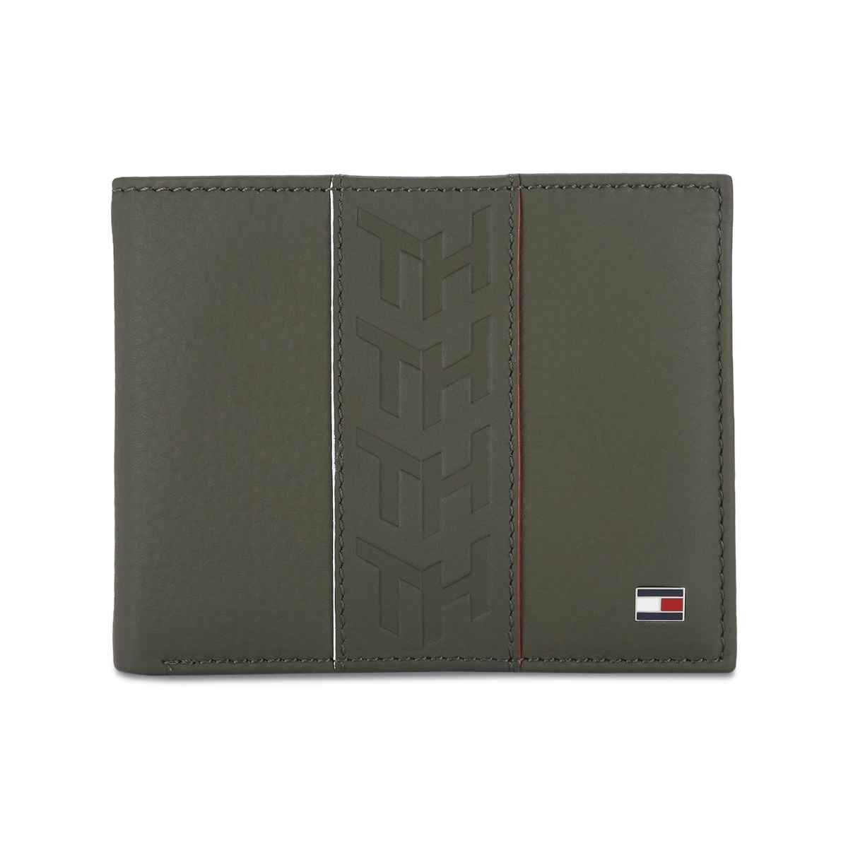 Tommy Hilfiger Men's Textured Leather Passcase Wallet | Olive - One Size