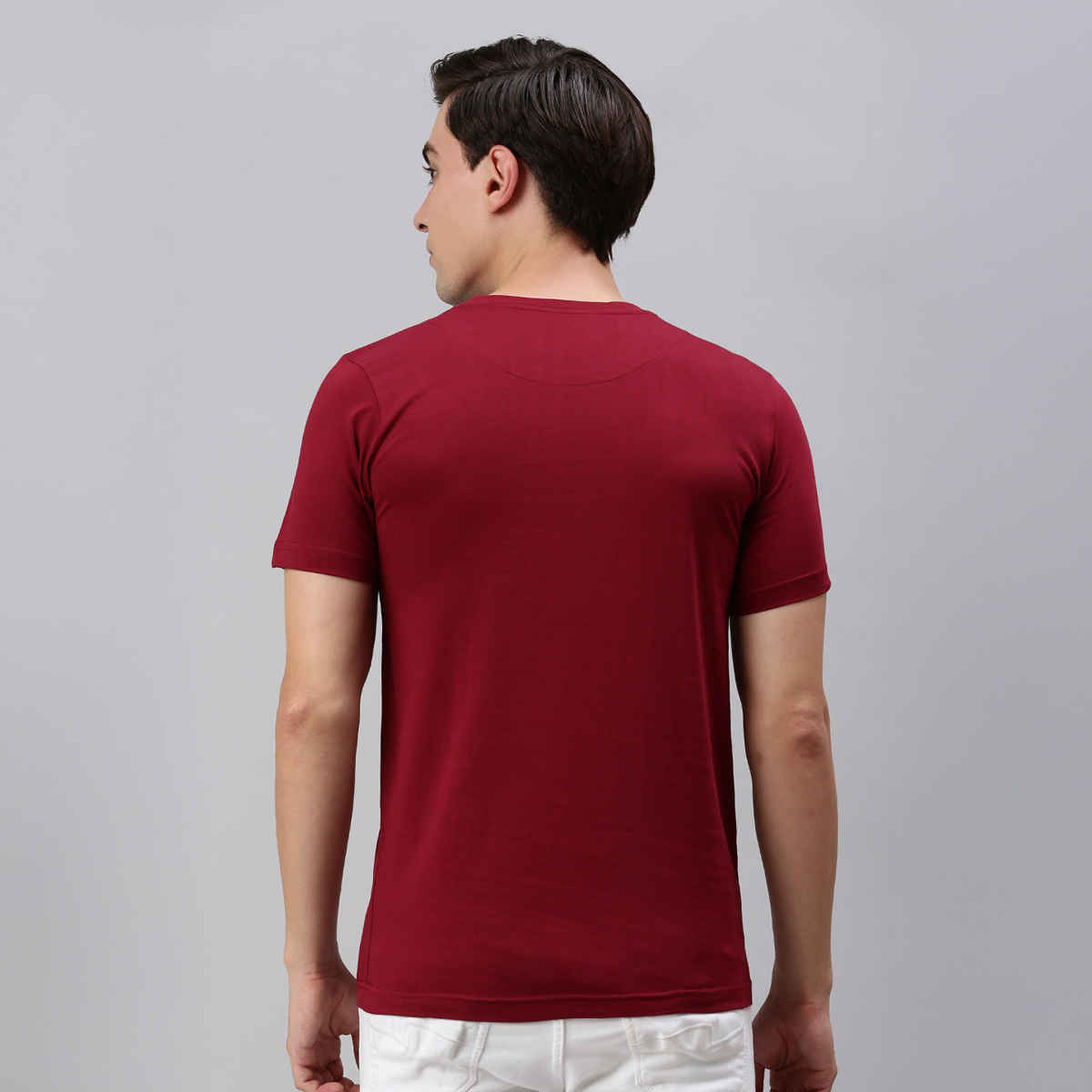 Onn Men's Platina Pure Comfort Supima Cotton Round Neck T-Shirt | Maroon - M