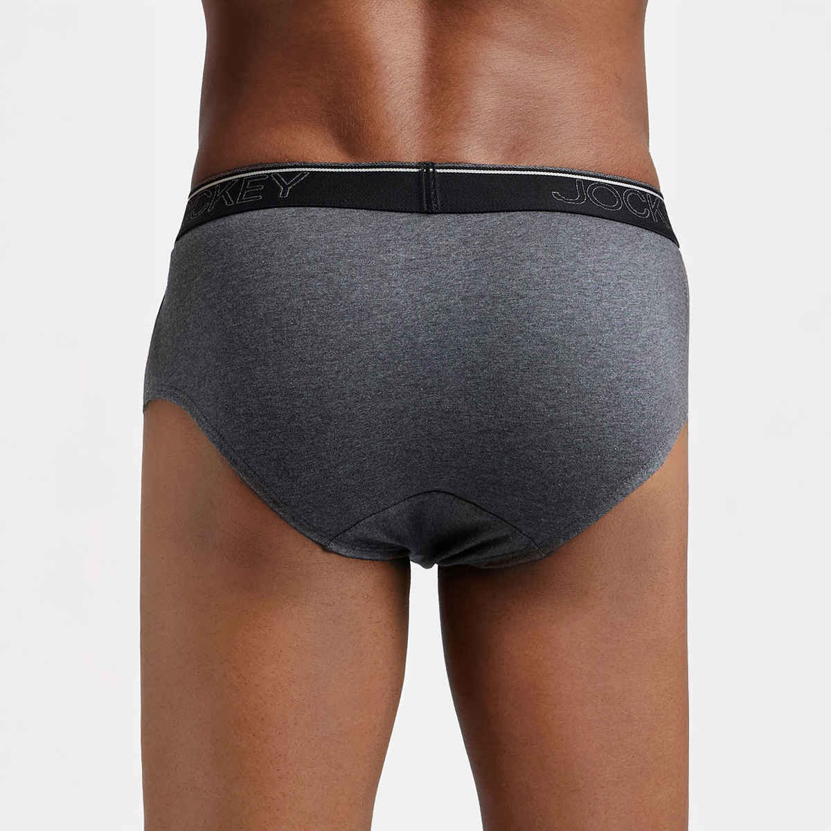 Jockey 8037 Men's Super Combed Cotton Underwear Solid Brief|Ultrasoft Waistband | Grey-S