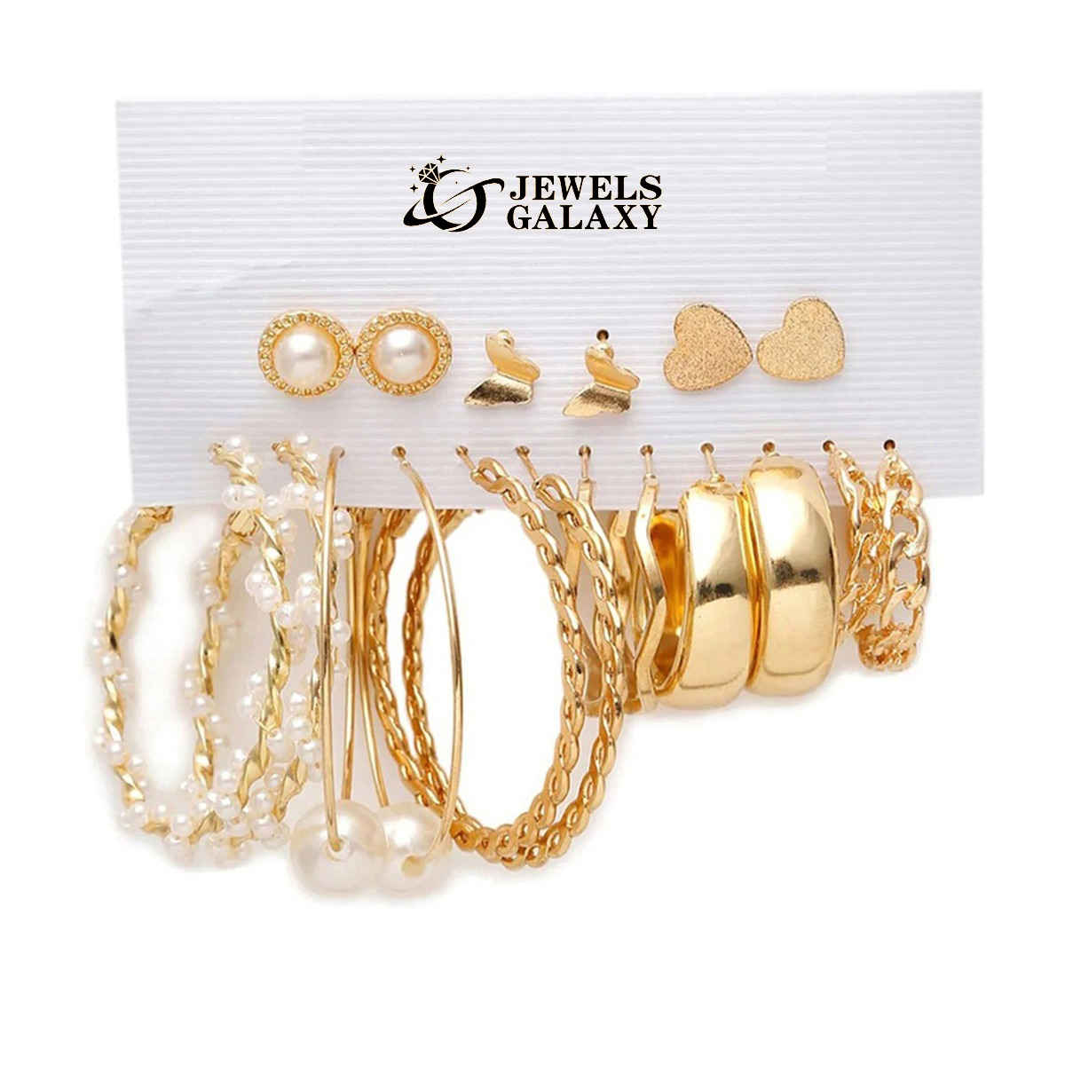 Jewels Galaxy Gold-Toned Everyday Use Studs & Hoop Earrings