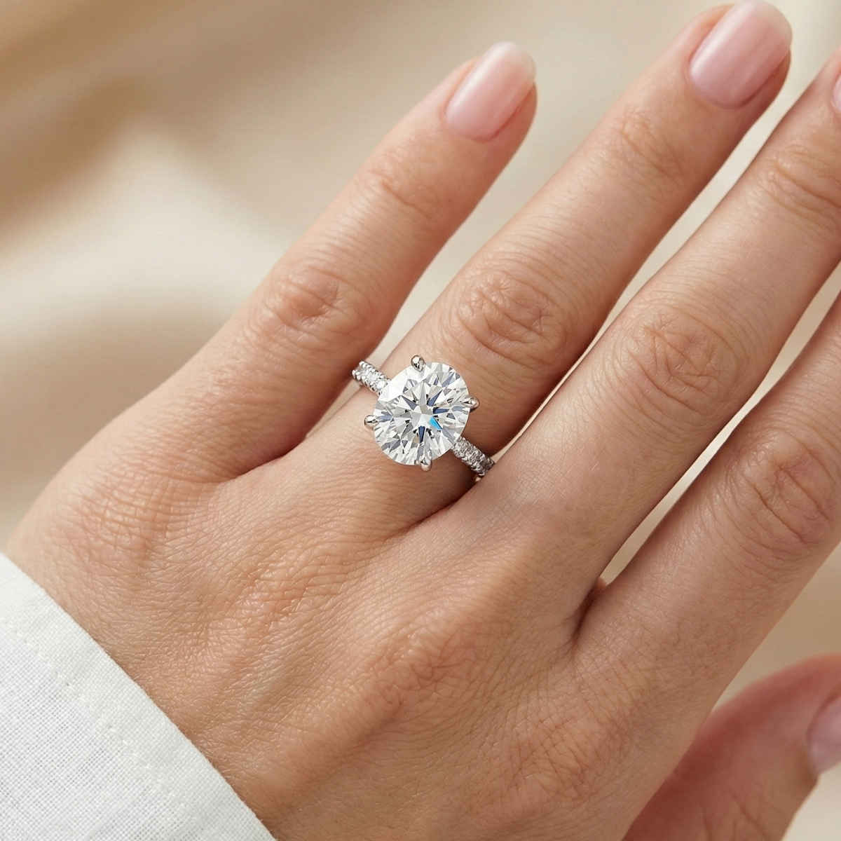 Label She Silver Plated Huge CZ Solitaire Adjustable Ring | LS-RNG-5249
