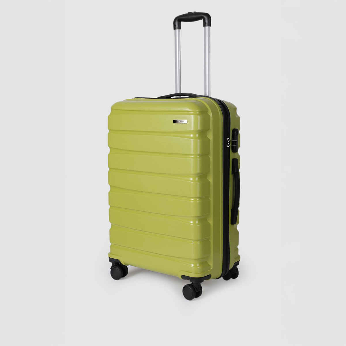 Teakwood Leather 360 Degree Rotation Hard Trolley Bag | Lime Green - Medium