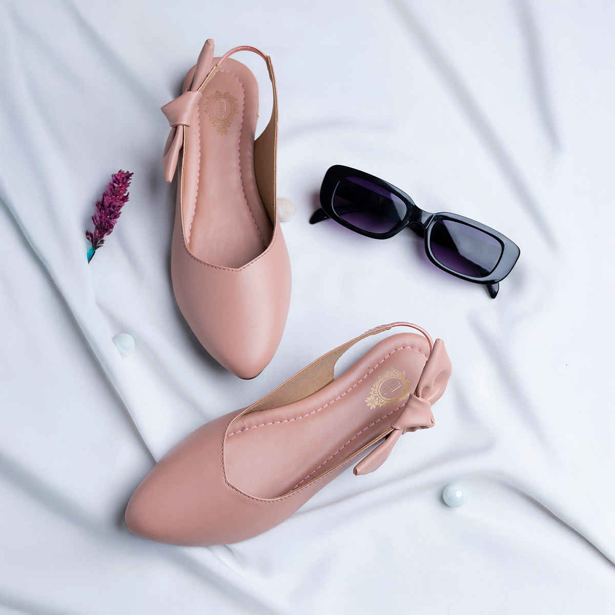 Shoetopia Casual Side Bow Detailed Pink Flat Belly For Women | UK 4