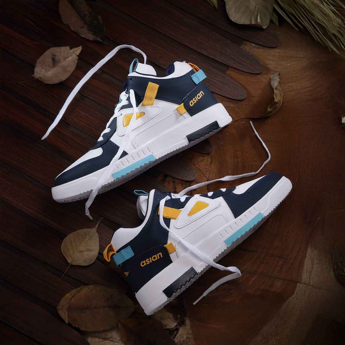 Asian Tarzan-11 Men High Top Sneakers White-Navy (Size-7)