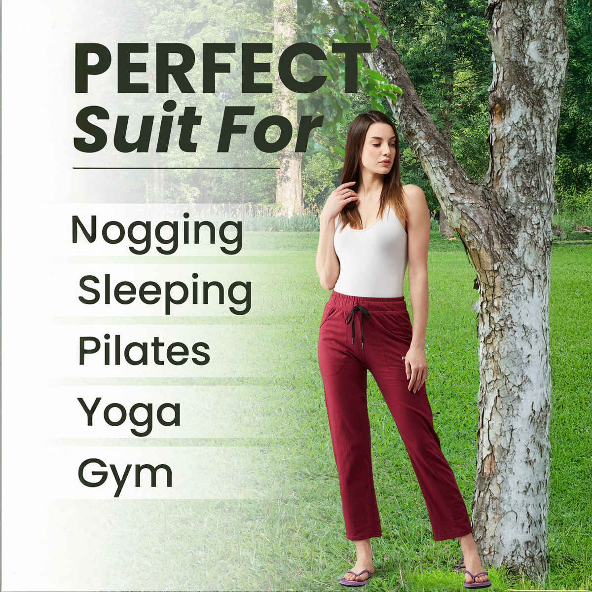 Blinkin Women's Cotton Track Pants With Side Pockets | Black Maroon - 3Xl