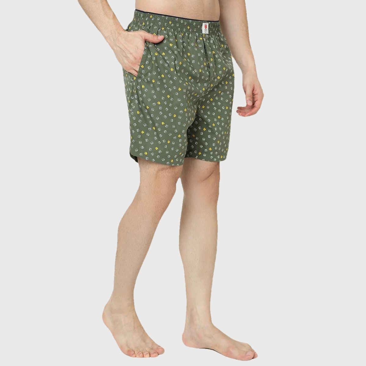 Underjeans by Spykar Men's Cotton Boxer Short | Green - L