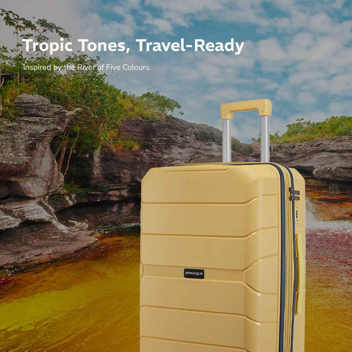 Provogue Cascade Hard-Sided PP Large Size Check-in Luggage Trolley Bag | Golden Yellow - 75 cm