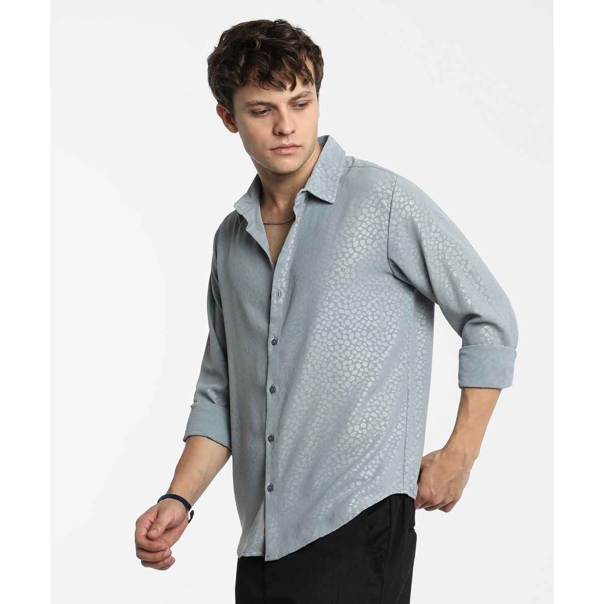 Campus Sutra Men's Pavement Shirt | Ash Grey - S