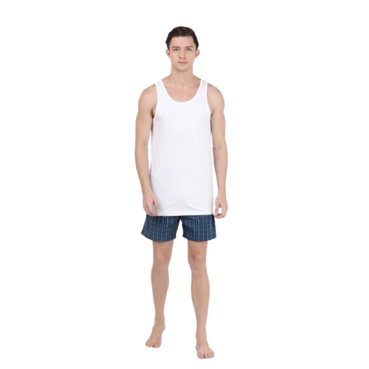 Jockey 8820 Men's Super Combed Cotton Round Neck Vest|Extended Length|Easy Tuck|PO2 | White-M