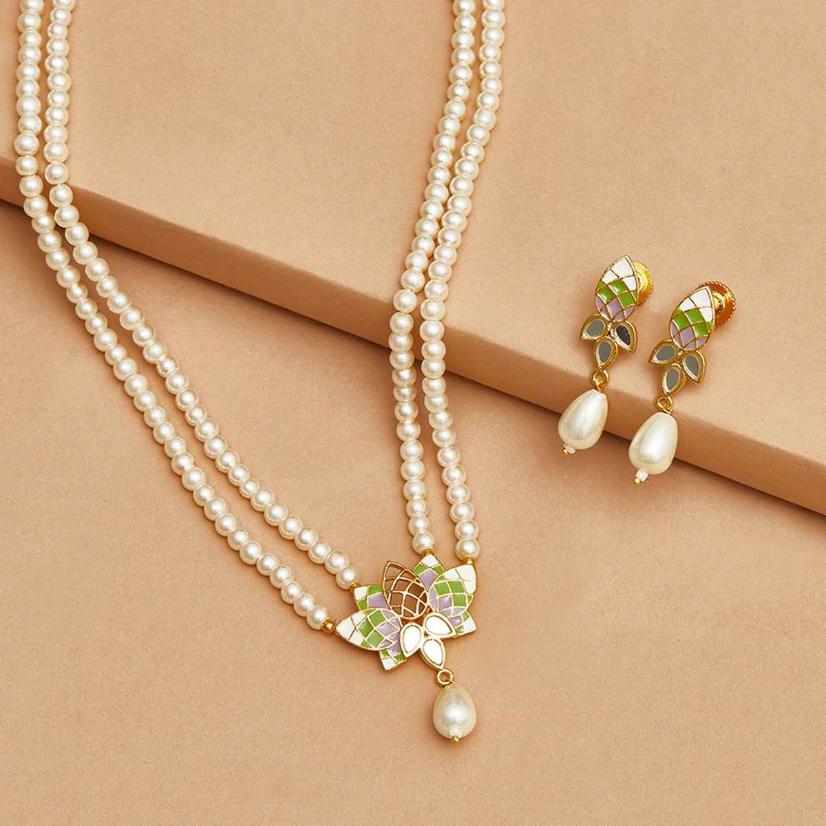 Voylla Festive Hues Pearl Multi Colour Jewellery Set