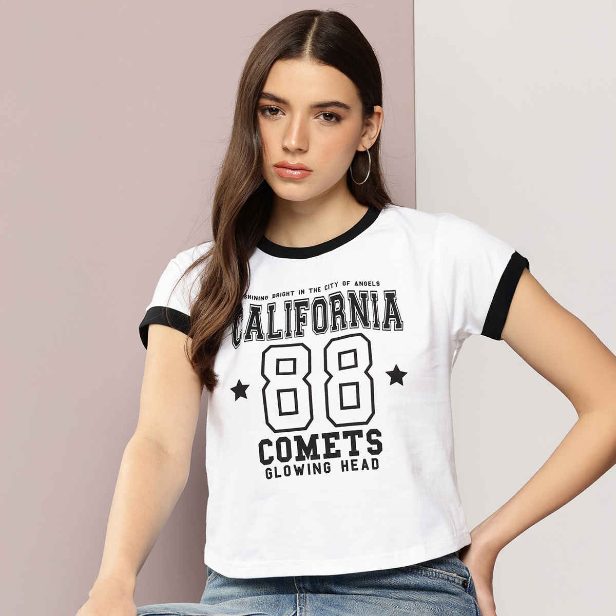 Dillinger Women's Short Sleeve Boxy Cropped Printed T-shirt | White - S