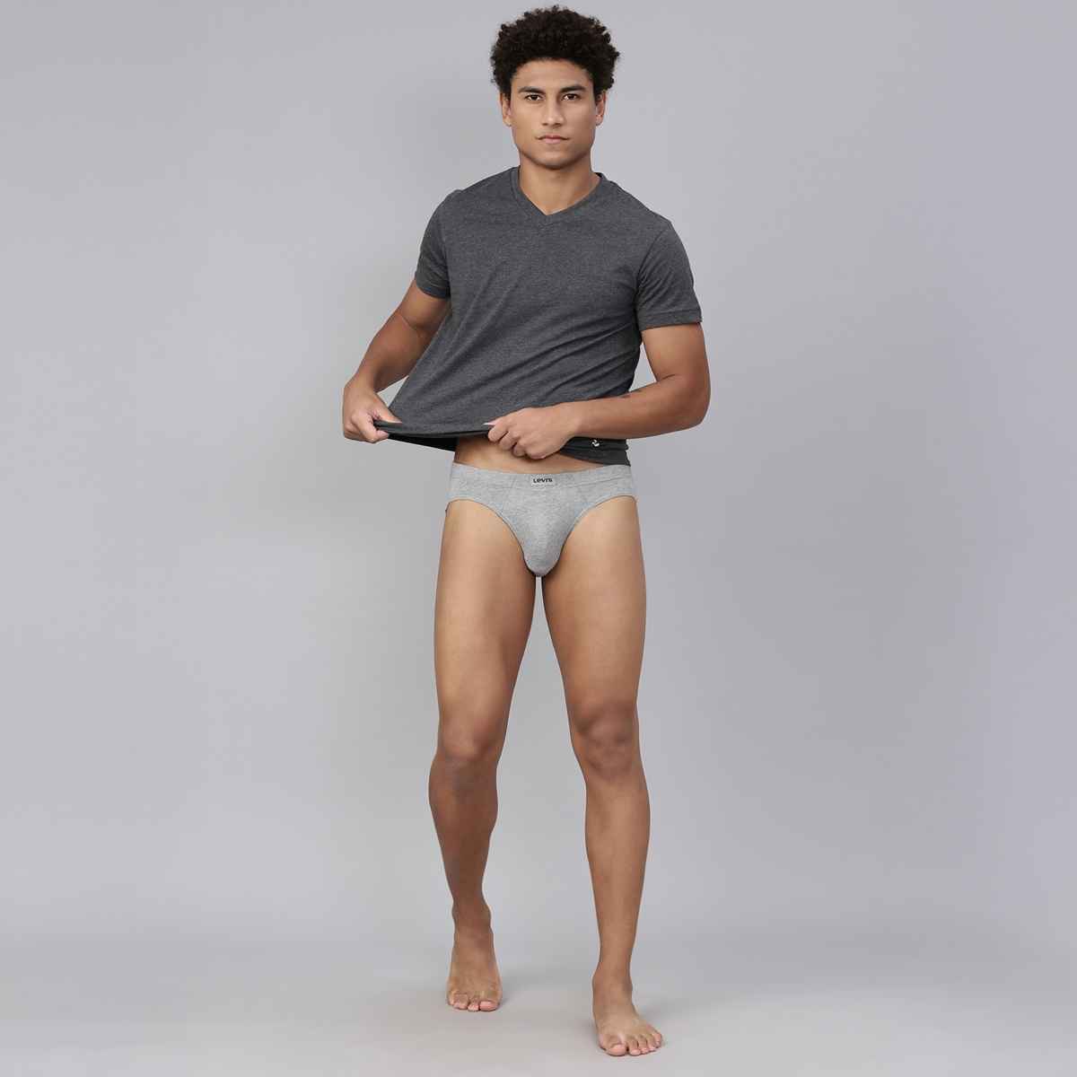 Levi's 011 Men's Comfort Brief | Contoured Double Pouch | Pack of 2 | Lt. Grey Mel,Black | S