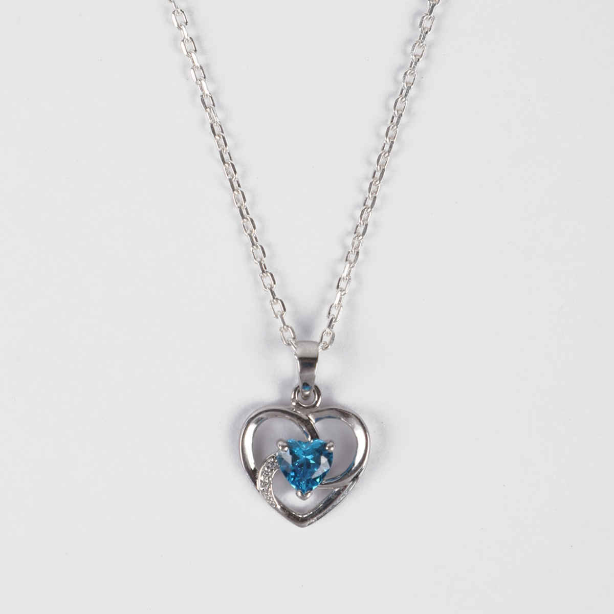 Clara 925 Sterling Silver Heart Pendant Chain Necklace | Rhodium Plated | Swiss Zirconia