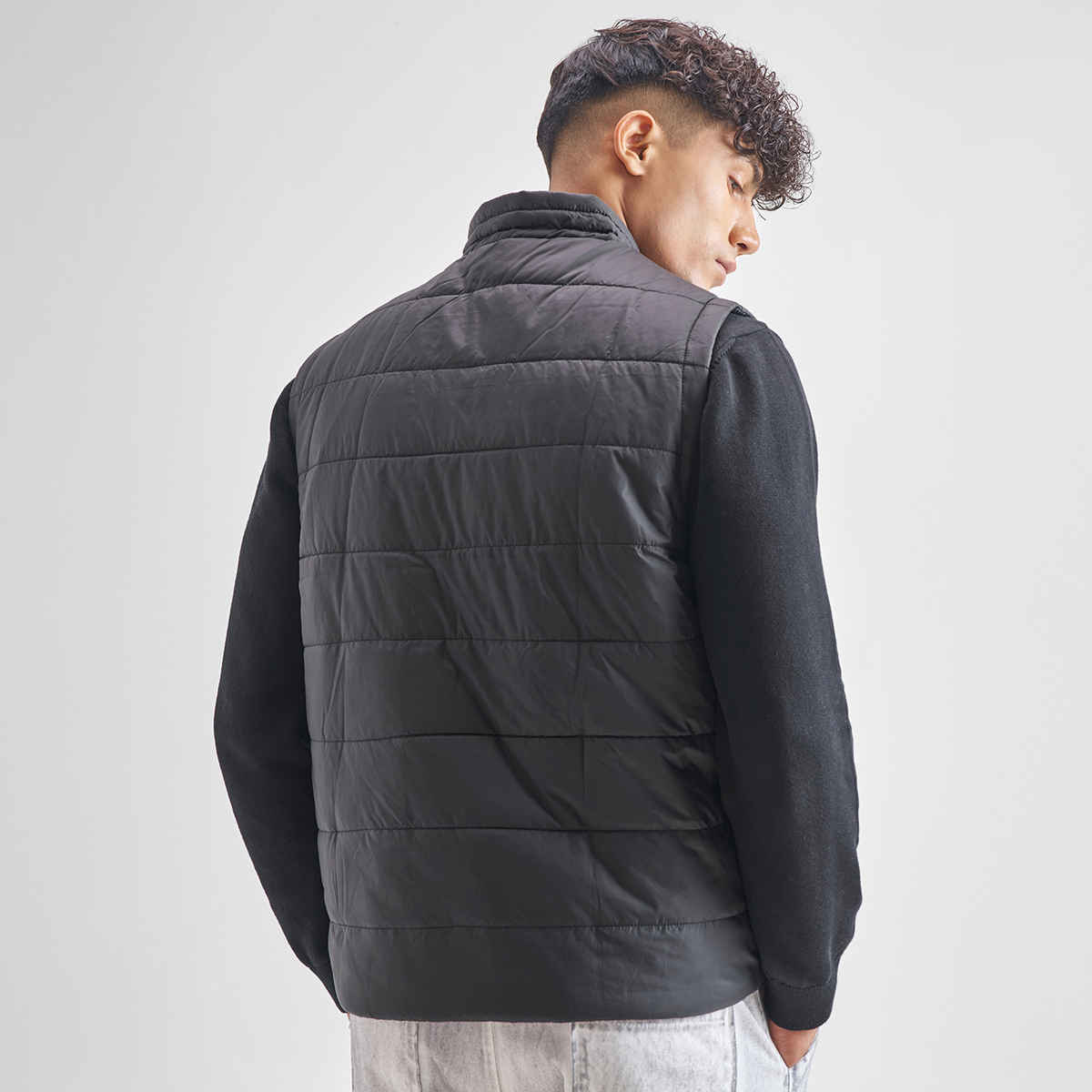 Highlander Men's High Neck Puffer Jacket | Black - XL