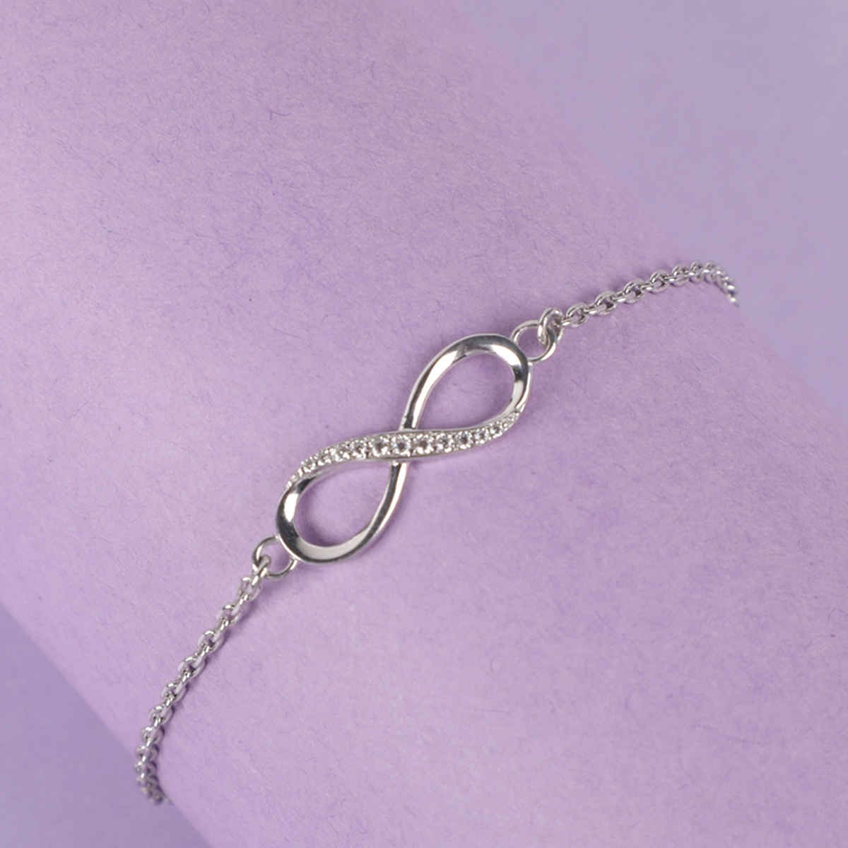Clara 925 Sterling Silver Infinity Bracelet | Adjustable | Rhodium Plated | Swiss Zirconia
