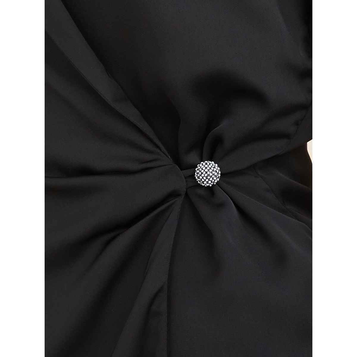 Styli Women's Wrap Top with Long Sleeves, Collared Neckline and Front Button | Black - XXL