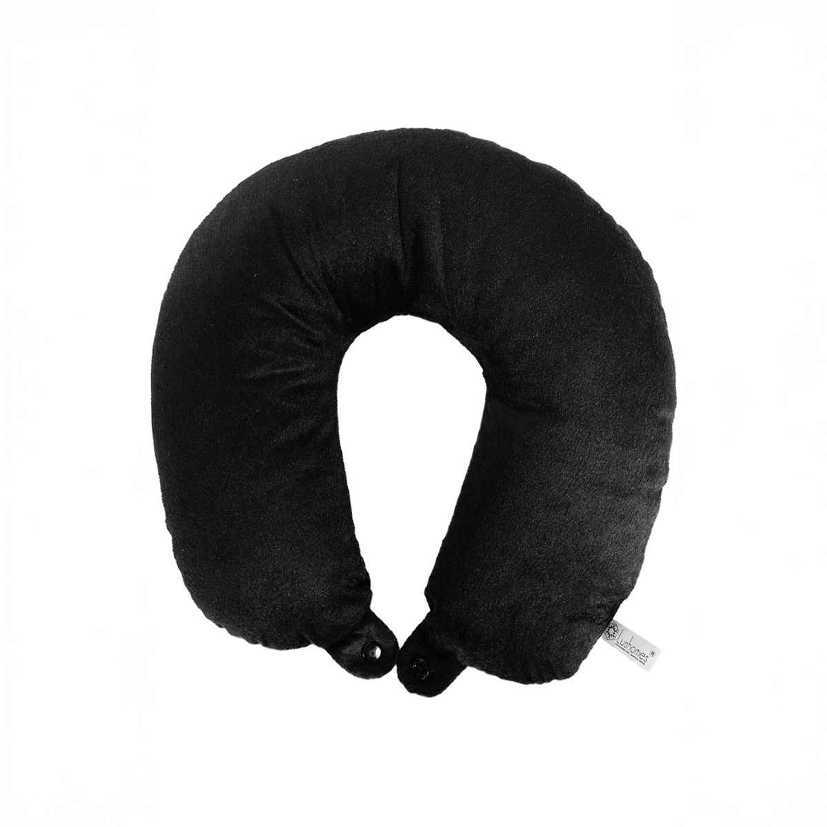 Lushomes Unisex Solid Polyester Neck Pillow | Black