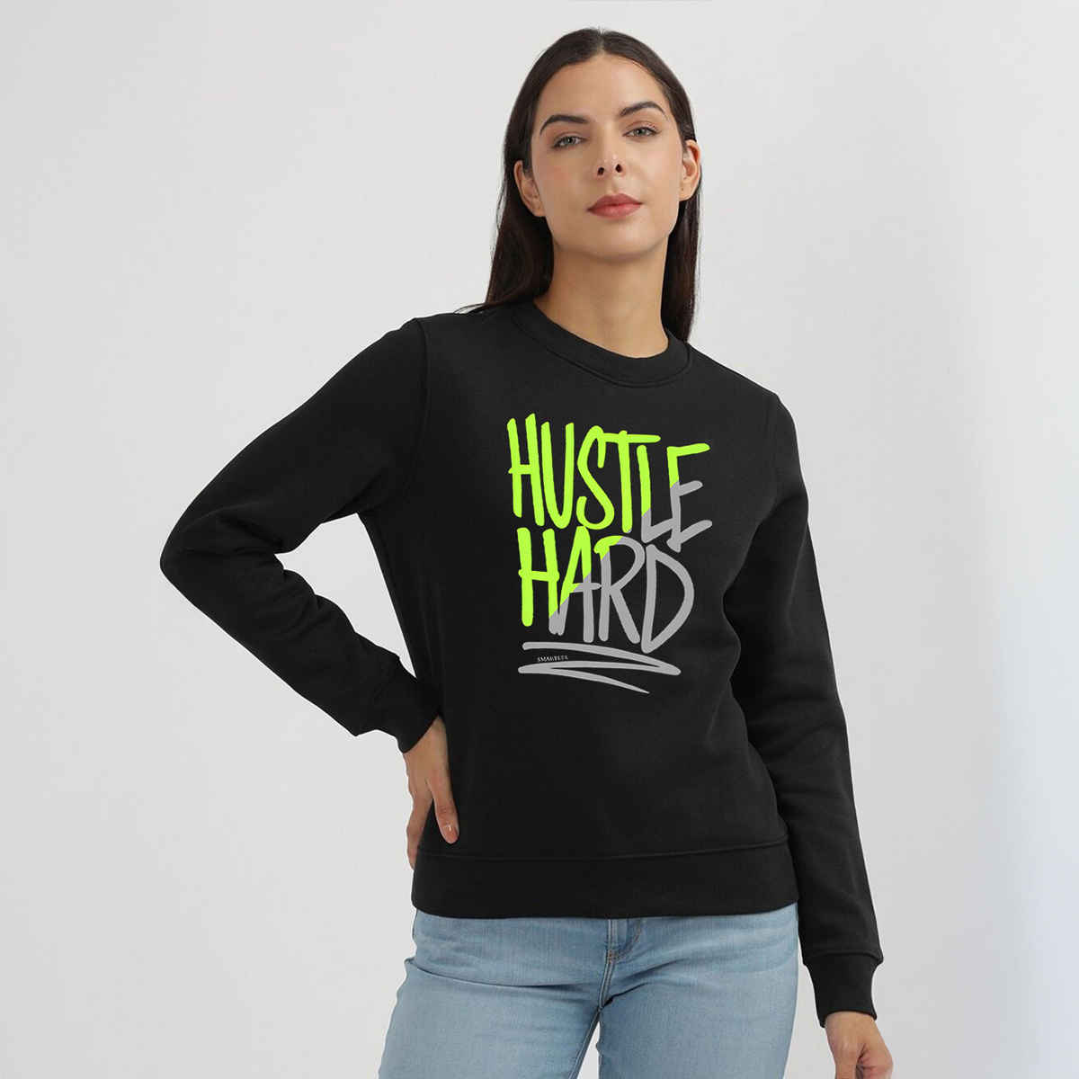 Smartees Women's Sweatshirt | SS RN HustleHard | Black - L