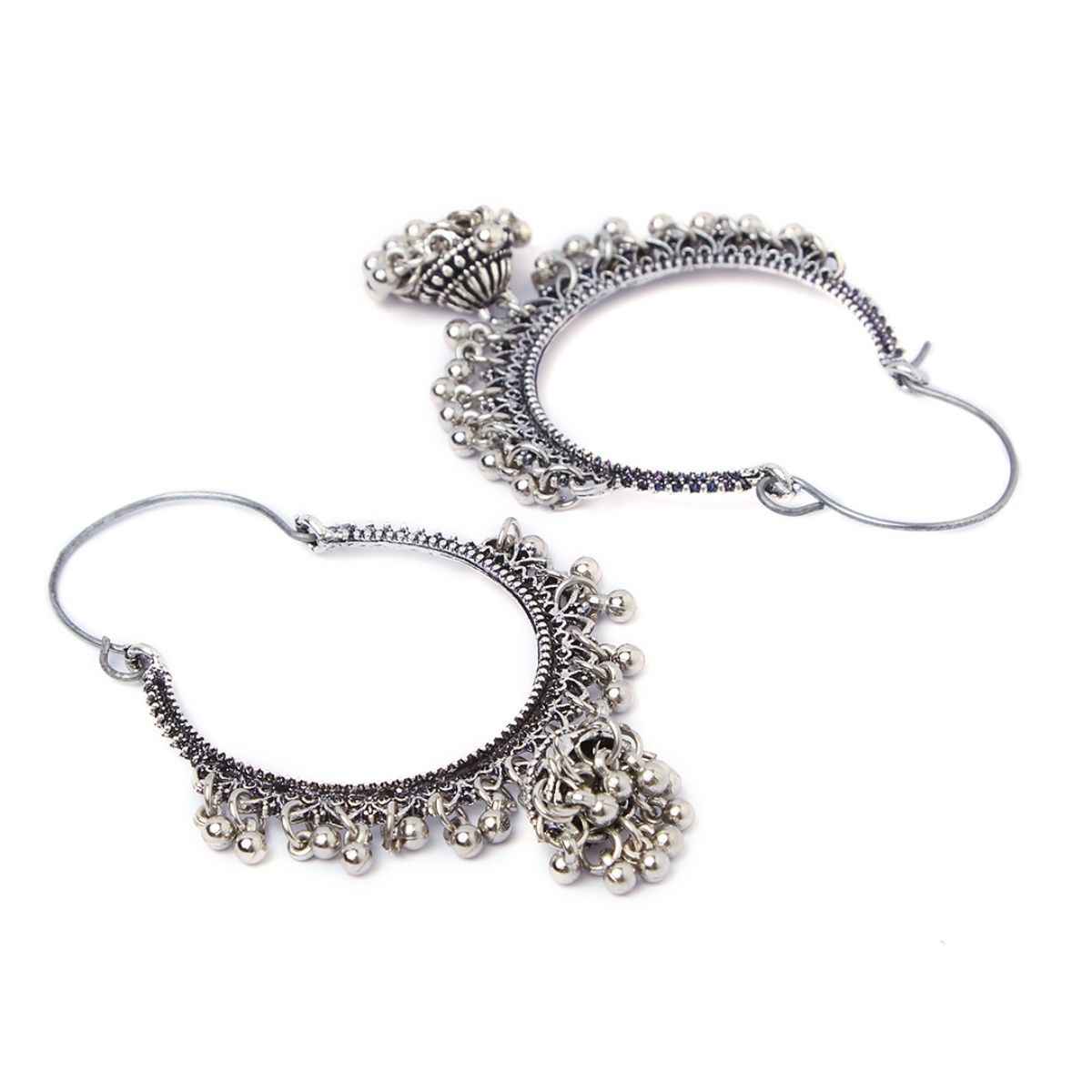 Fida Ghungroo Glam Oxidised Hoop Jhumkas