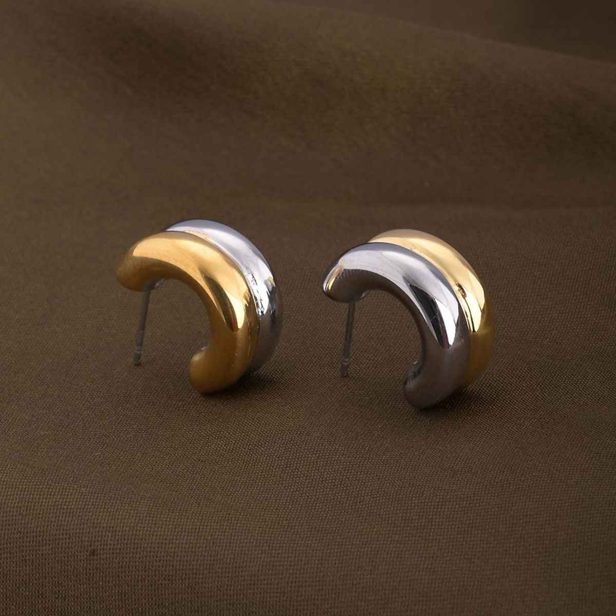 Palmonas Golden Silver Chunky Hoop Earrings For Womens | Waterproof And Anti-Tarnish