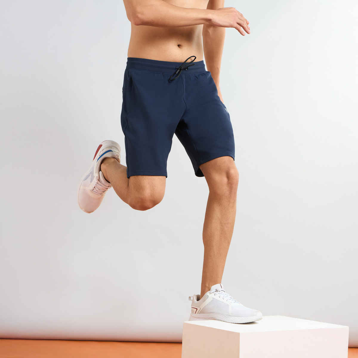 Technosport Men Poly Solid Slim Fit Sports Shorts with TS FLEXI | Navy | M