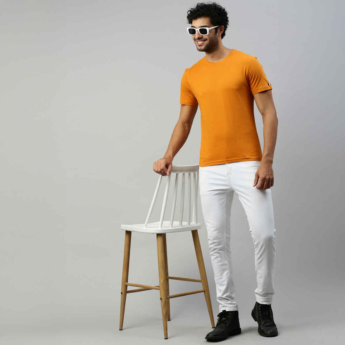 Actimaxx Men's Solid Round Neck Pure Cotton T-shirt | Colour May Vary - L