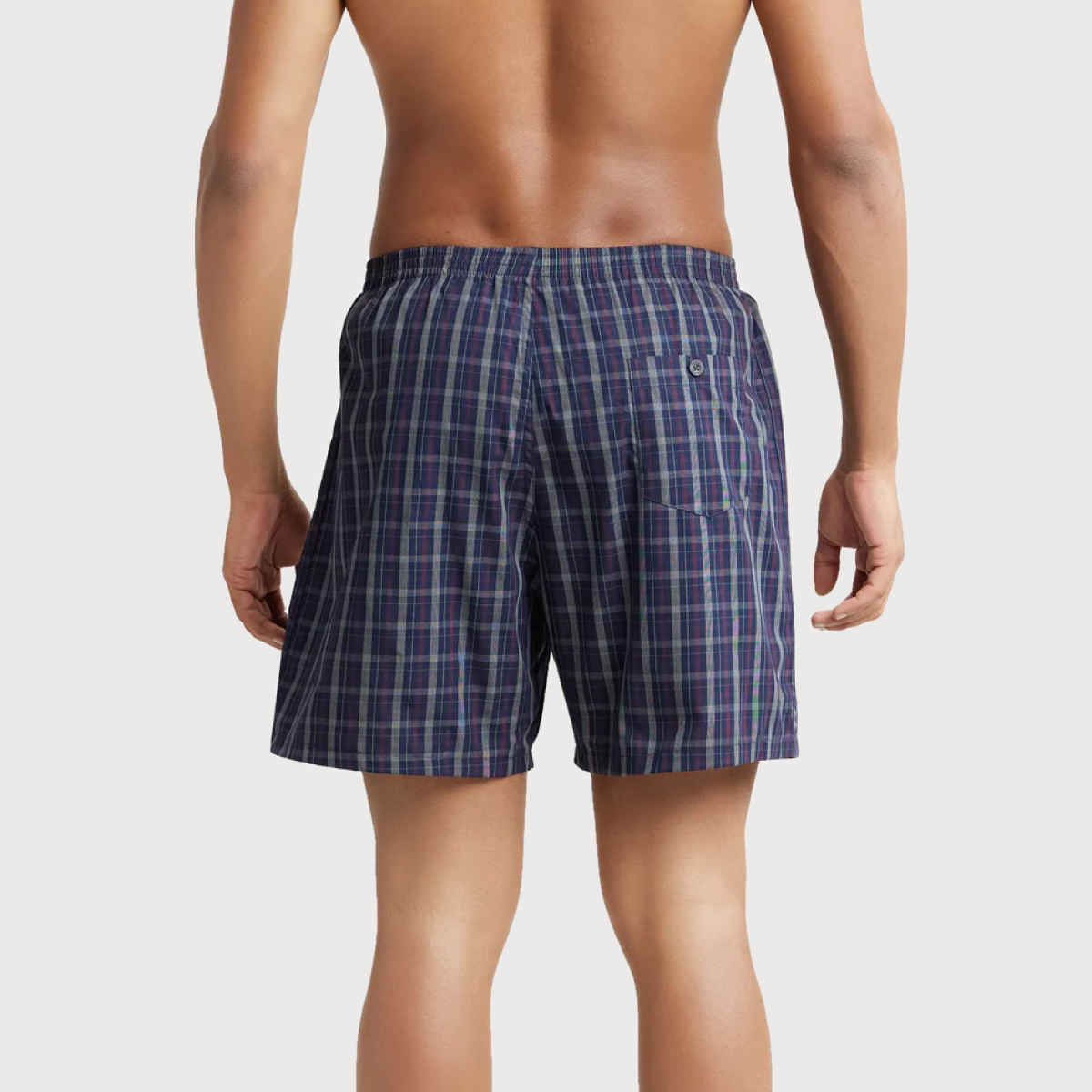 Jockey 1222 Men's Super Combed Mercerized Cotton Woven Checks Underwear Boxer|BackPocket | Assorted-L