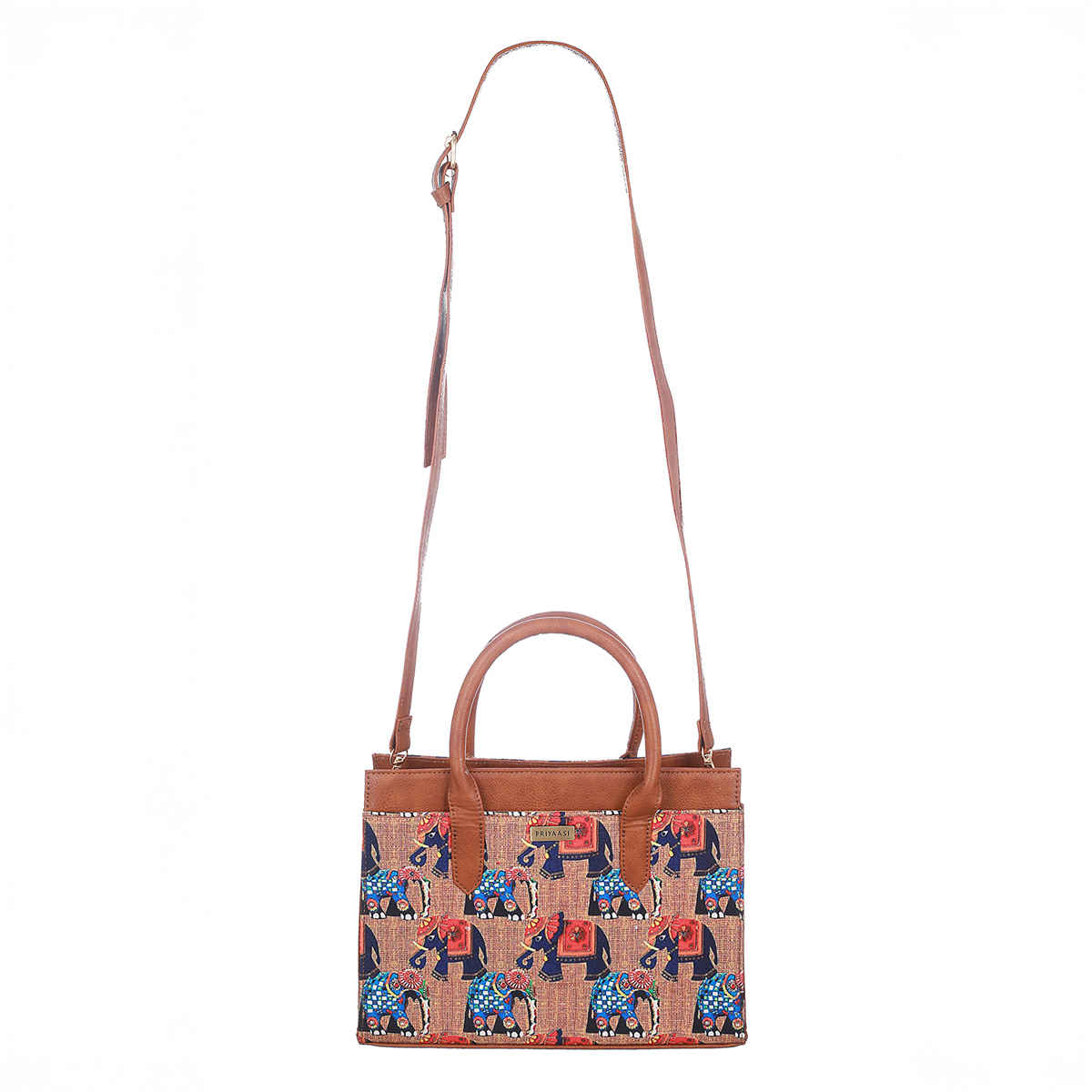 Priyaasi Women's Canvas and PU 5 L Top Handle Handbag | Brown - One Size