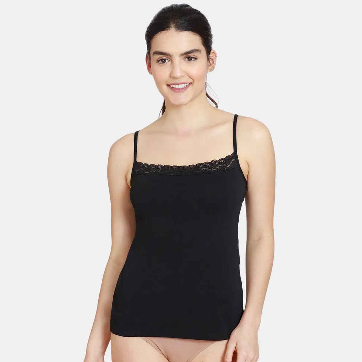 Zivame Women's Knit Cotton Camisole | Black - XL