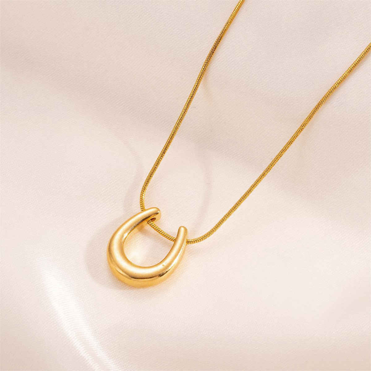 LabelShe Gold-Plated Stainless Steel U Shaped Pendant Necklace | LS-PS-26446