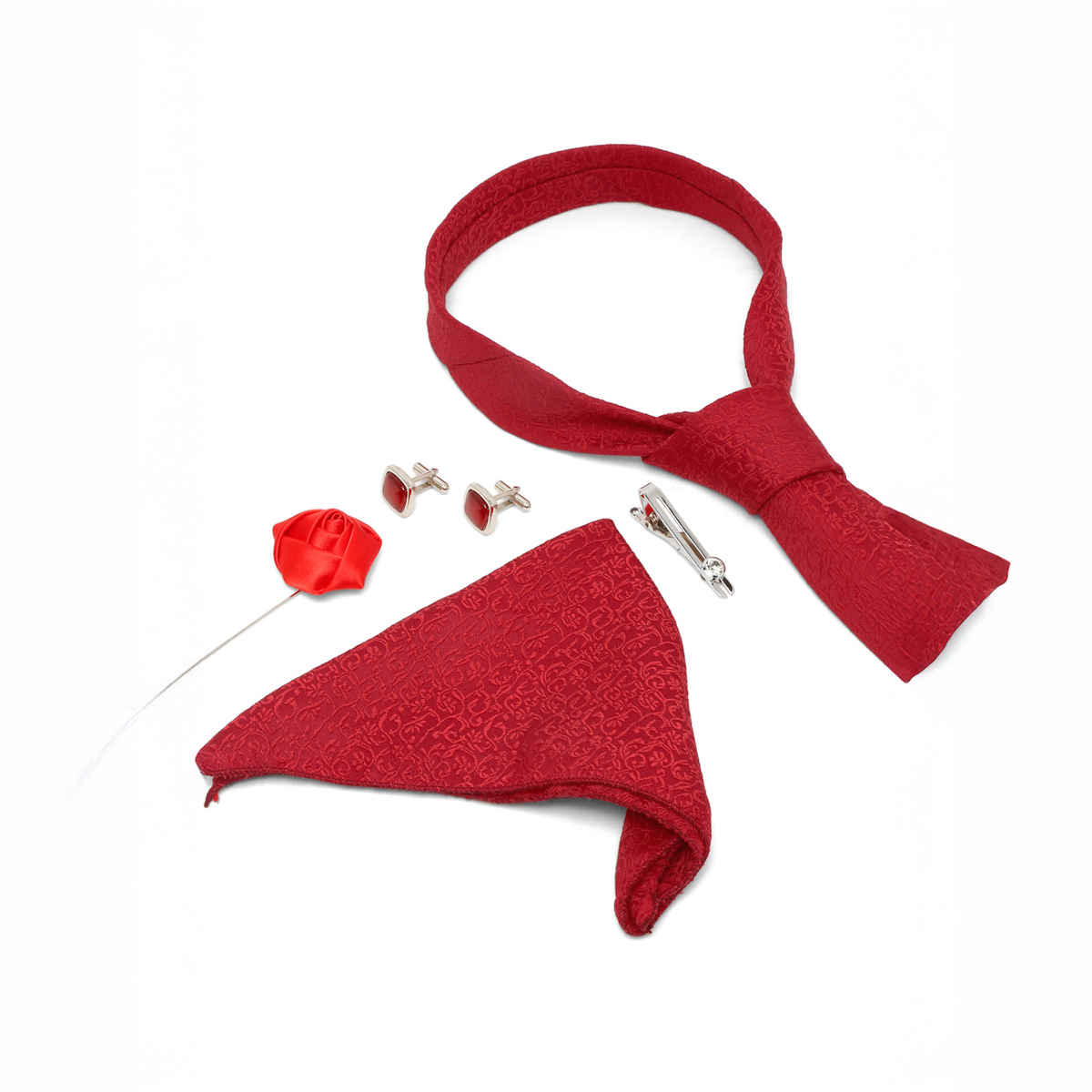 Louis Stitch Men's Silk Necktie Set | Indian Red - One Size