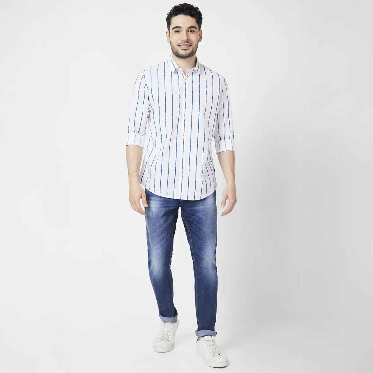 Spykar Men's Slim Fit Low Rise Jeans | Skinny | Mid Blue - 32