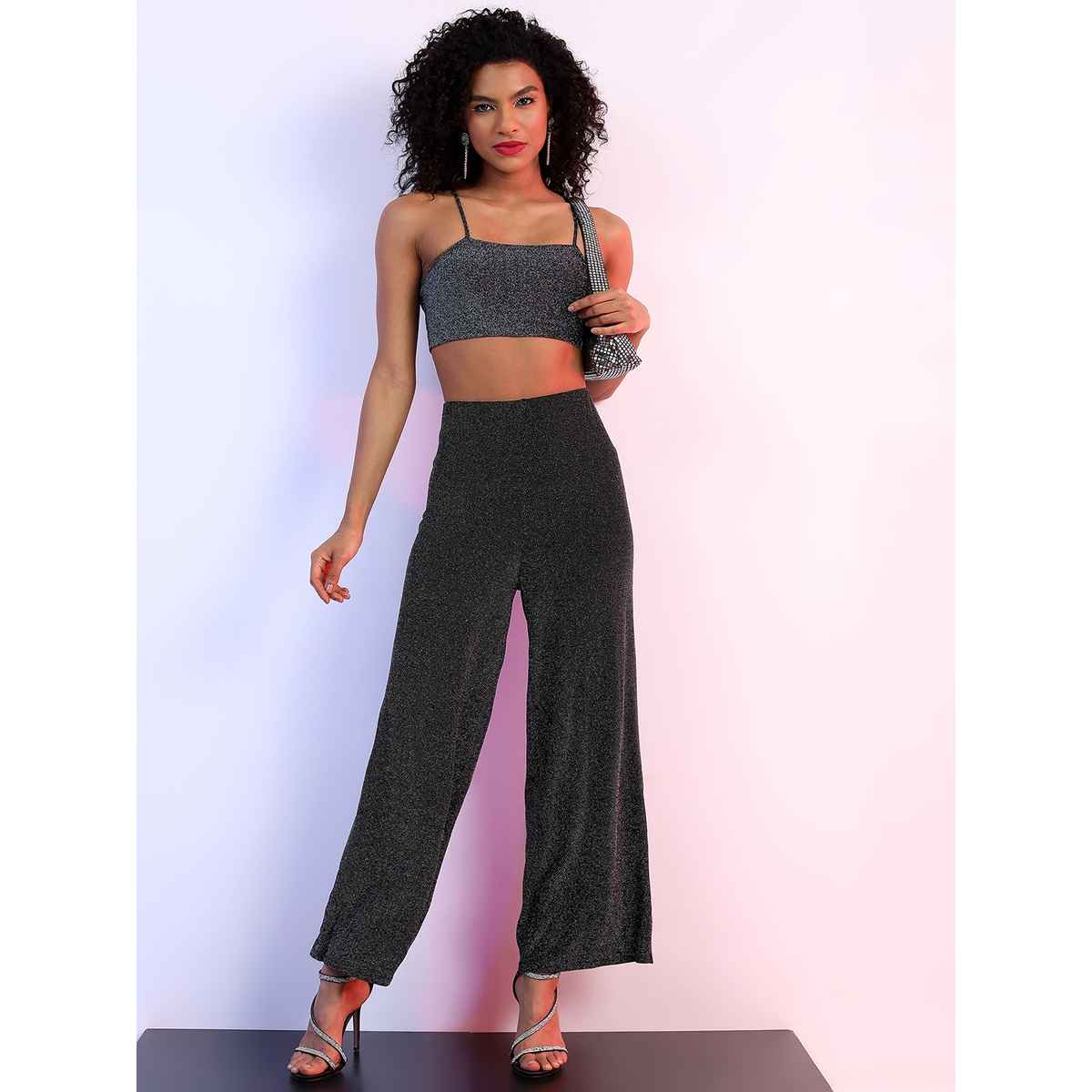 Ketch Women's Shoulder Straps Party Bralette Crop Top | Multicolor - L