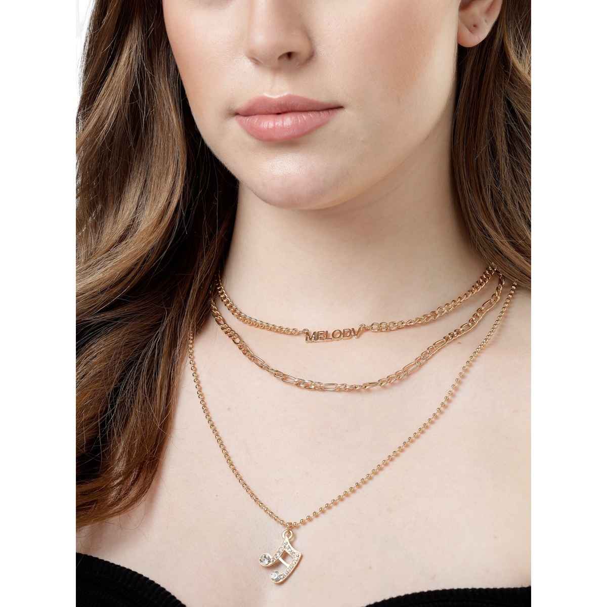 Scintillare By Sukkhi Charming Gold Plated Multilayered Pendant Necklace For Women